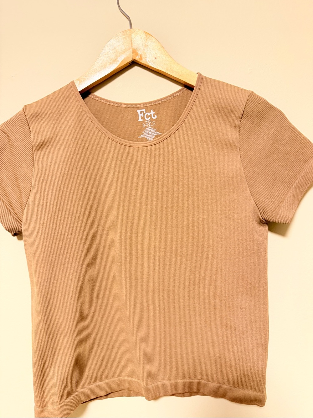 Fct Basics Short Sleeve Ribbed Tee in Tan